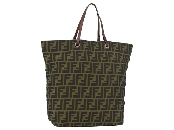 FENDI Zucca Canvas Hand Bag Brown Black