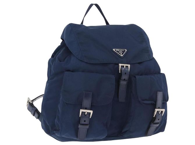 PRADA Backpack Nylon Navy Silver