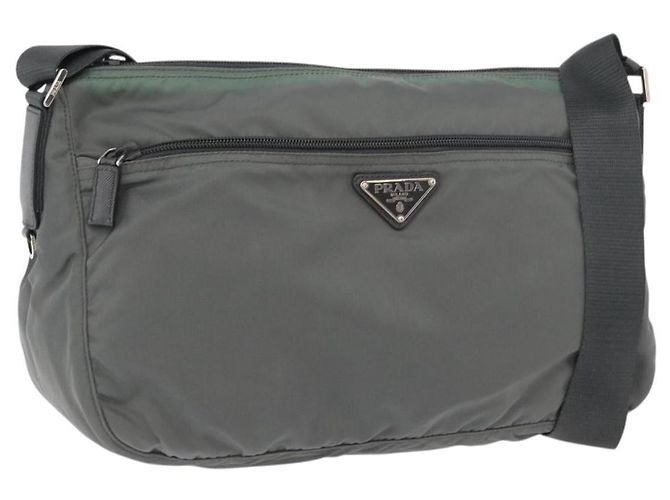 PRADA Shoulder Bag Nylon Green Silver