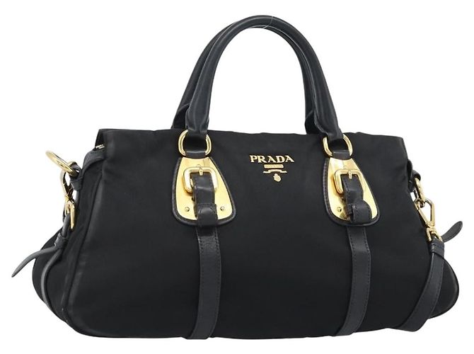 PRADA Handtasche Nylon 2way Black Gold