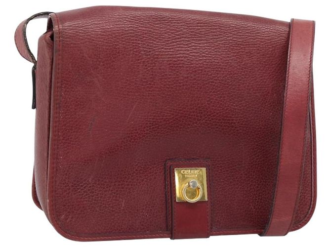 Céline CELINE Shoulder Bag Leather Bordeaux Gold