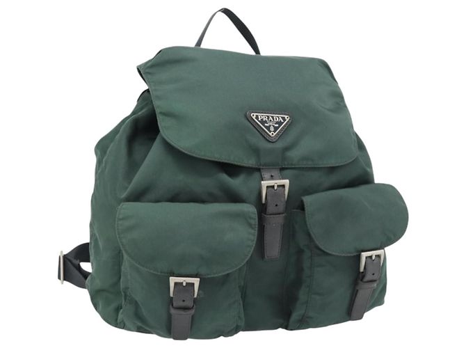 PRADA Backpack Nylon Green Silver