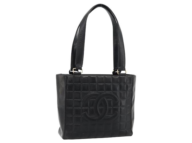 CHANEL Sac à main Choco Bar Cuir Noir Or CC