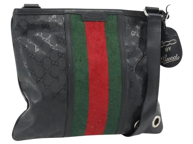 GUCCI GG Implementation Web Sherry Line Bag Black Silver Red 269379