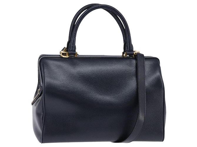 Céline CELINE Hand Bag Leather 2way Navy Gold