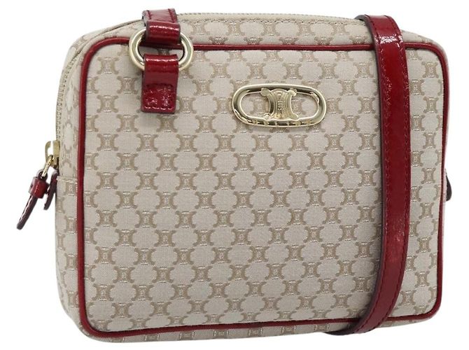 Céline CELINE Macadam Canvas Schultertasche Beige Gold