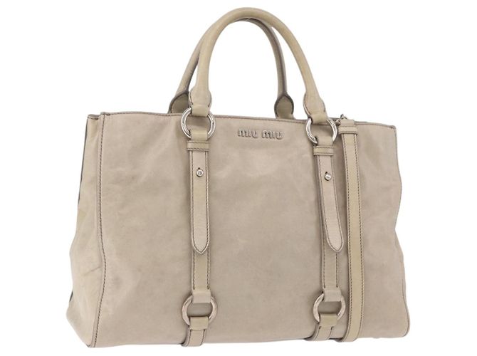 Miu Miu Hand Bag Leather 2way Gray Silver