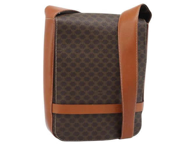 Céline CELINE Macadam Canvas Shoulder Bag PVC Leather Brown Gold