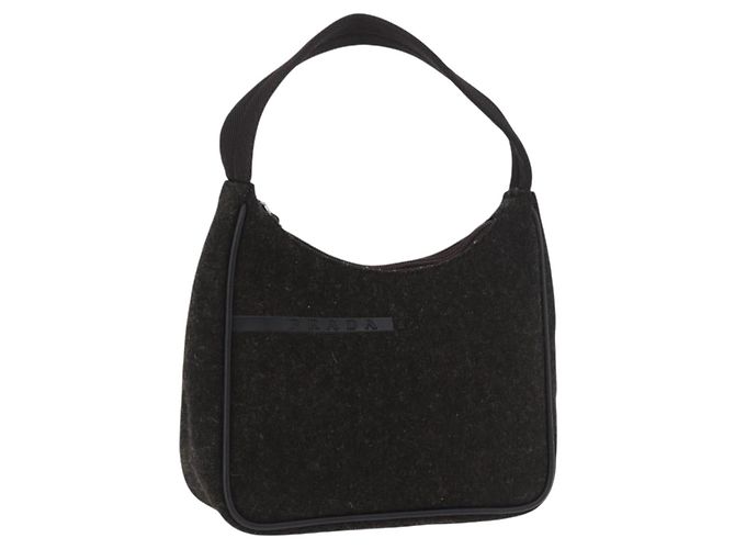 PRADA PRADA Sports Hand Pouch Wool Khaki Silver