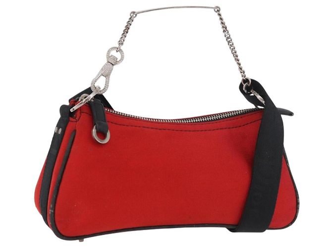 Christian Dior Hardcore Shoulder Bag Canvas Silver Red