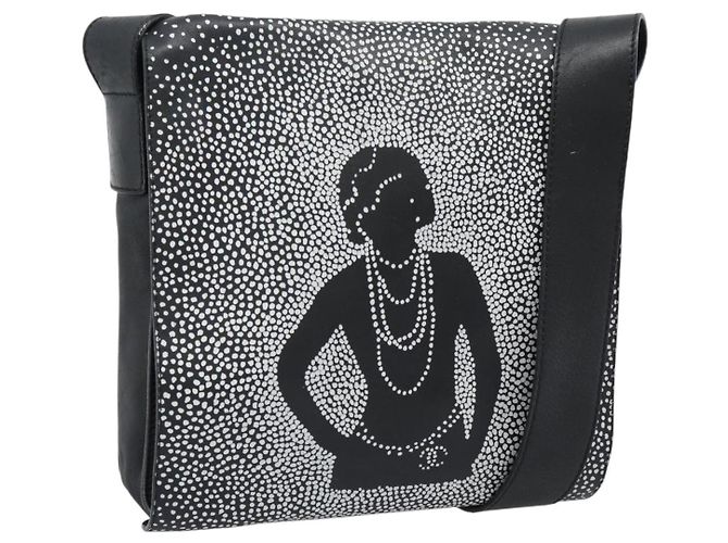 CHANEL Shoulder Bag Lamb Skin Black Silver CC