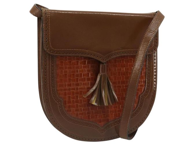SAINT LAURENT Shoulder Bag Leather Brown Gold