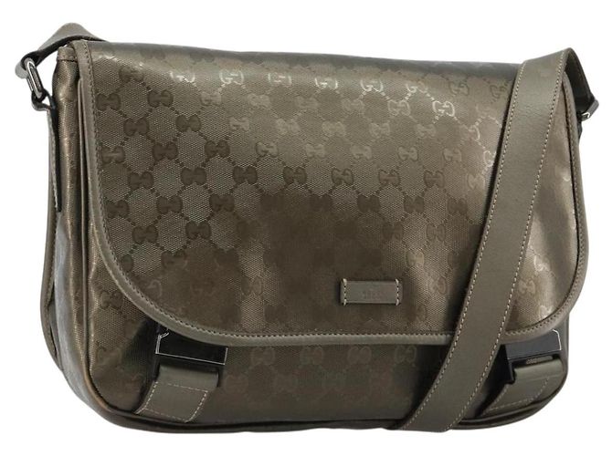 GUCCI GG Implementation Shoulder Bag PVC Gray Silver 201447