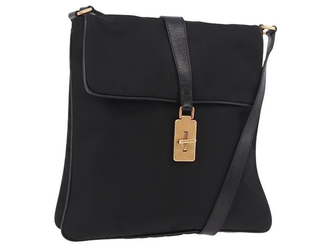 Bolso de Hombro PRADA Nylon Negro Oro