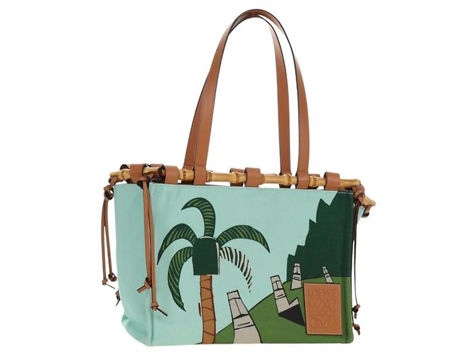 LOEWE Cushion Tote Bag Canvas Light Blue