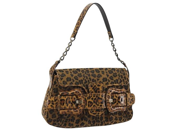 FENDI Shoulder Bag Canvas Brown Gold