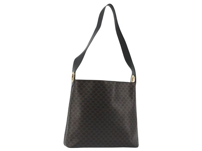 Céline CELINE Macadam Canvas Shoulder Bag PVC Leather Black Gold