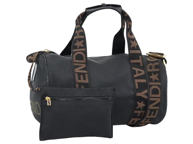 FENDI Hand Bag Canvas 2way Black Gold