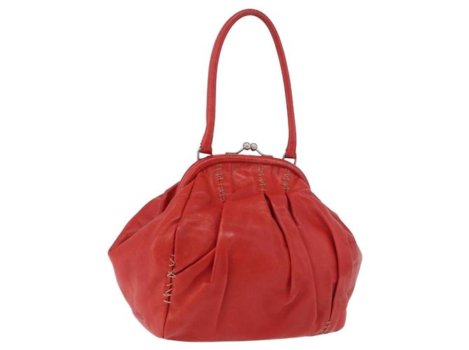 Miu Miu Hand Bag Leather Red Silver