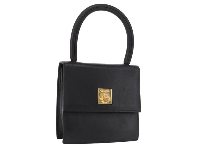 Céline Borsa a mano CELINE in pelle nera e oro, autentica 183388A