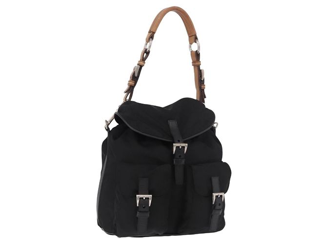 PRADA Bolsa de Ombro Nylon Black Silver