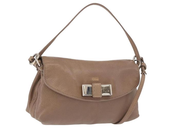 Chloé Chloe Lily Shoulder Bag Leather 2way Brown Gold