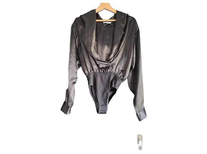 Alaïa schwarzer Seidenbody