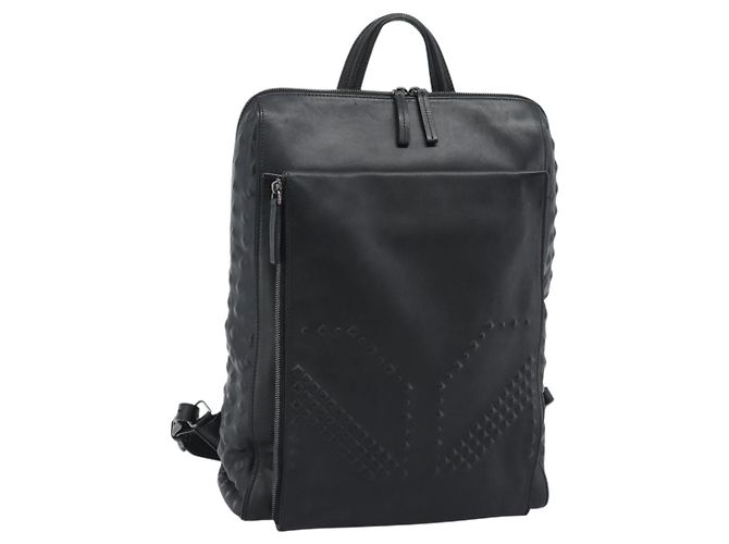 MCM Backpack Leather Black Silver