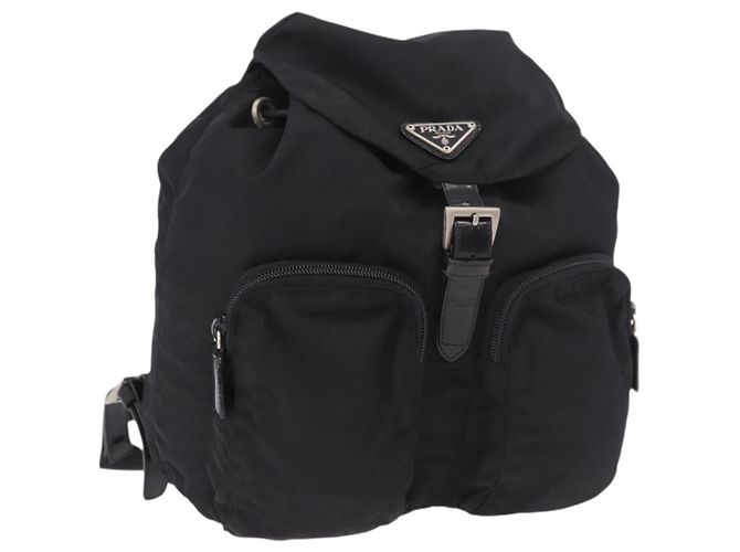 PRADA Backpack Nylon Black Silver