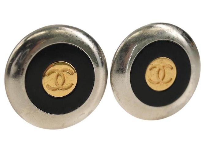 CHANEL COCO Mark Earring metal Silver tone CC