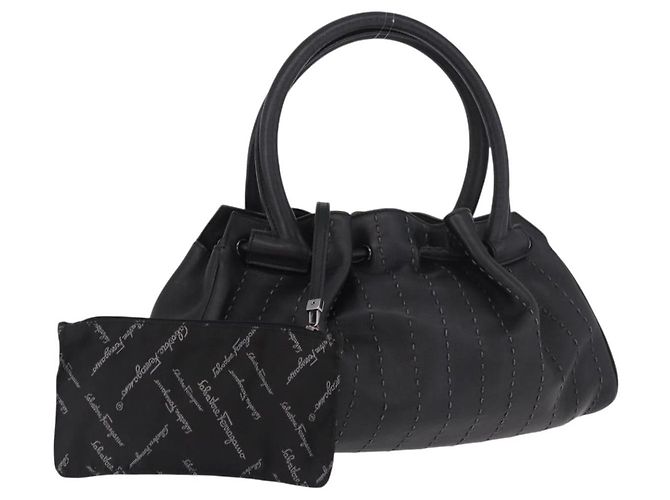 Salvatore Ferragamo Hand Bag Leather Black