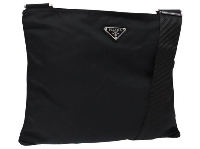 PRADA Shoulder Bag Nylon Black Silver