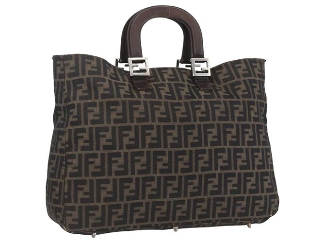 FENDI Zucca Canvas Handtasche Schwarz Braun