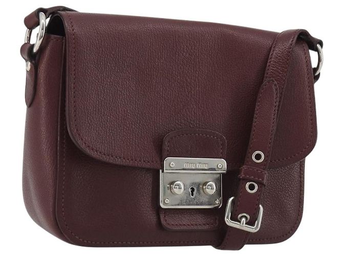 Miu Miu Shoulder Bag Leather Bordeaux Silver