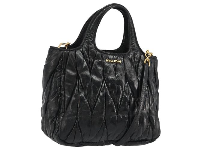 Miu Miu Hand Bag Leather 2way Black Gold