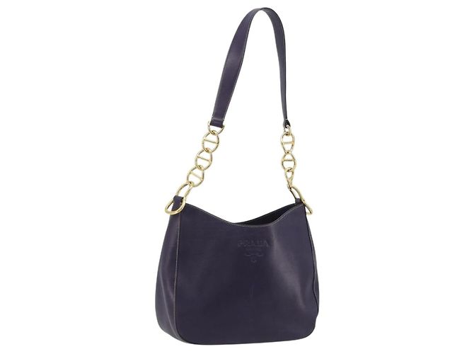 Bolsa de ombro PRADA em couro roxo e dourado