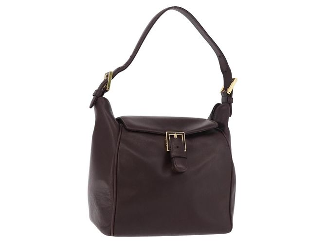 FENDI Shoulder Bag Leather Brown Gold