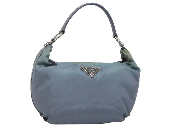 PRADA Shoulder Bag Nylon Blue Silver