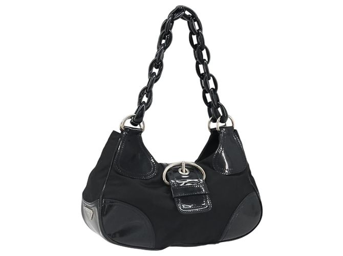 PRADA Schultertasche Nylon Schwarz