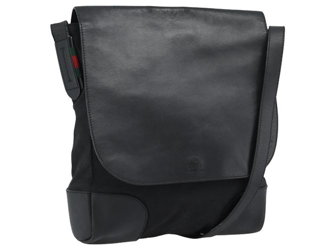 Borsa a tracolla GUCCI GG Canvas Web Sherry Line nera, argento e rossa 322077 autentica ka4834
