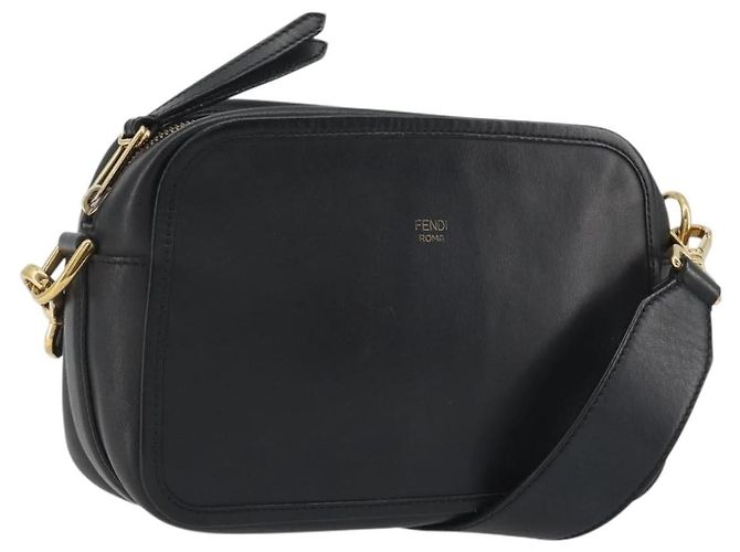 FENDI Shoulder Bag Leather Navy Gold