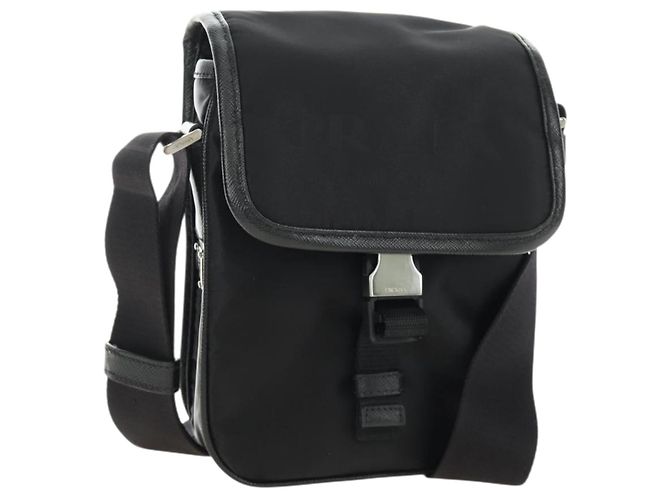 PRADA Bolsa de Ombro Nylon Black Silver
