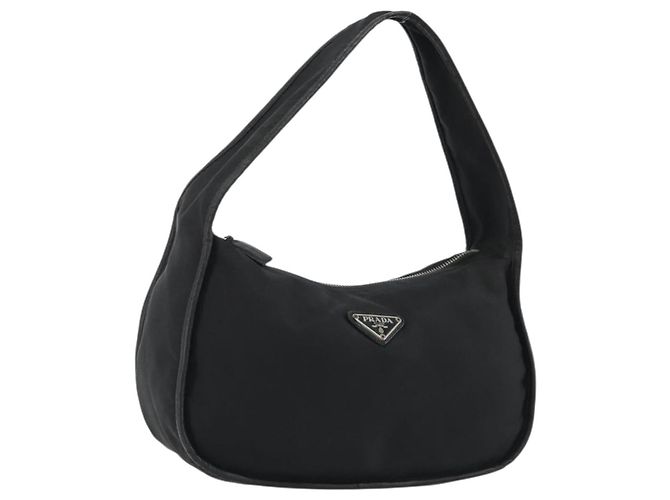 PRADA Shoulder Bag Nylon Black Silver