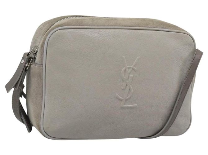 SAINT LAURENT Sac à épaule Daim Gris Argent 520533