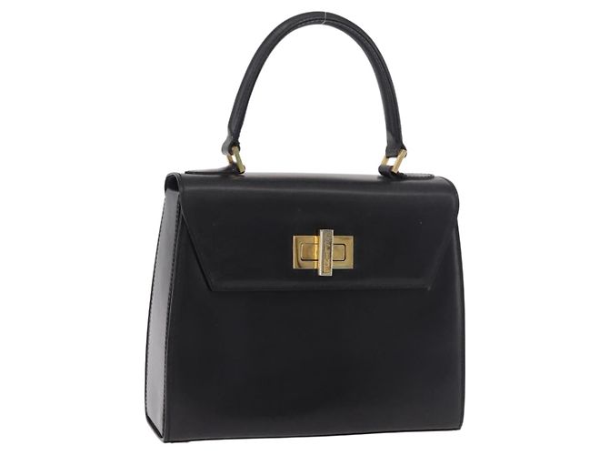 Céline CELINE Bolsa de mão em couro preto e dourado