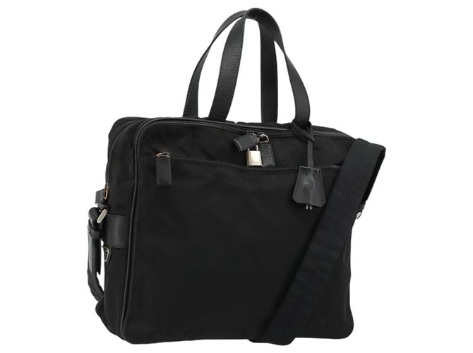 PRADA Hand Bag Nylon 2way Black Silver 