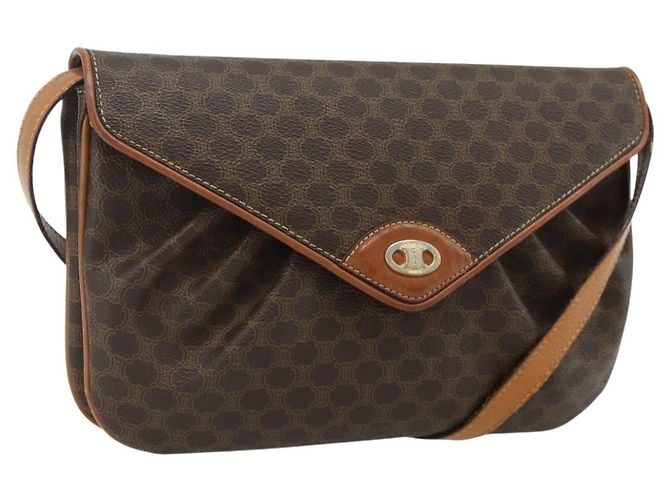 Céline CELINE Macadam Canvas Shoulder Bag PVC Leather Brown Gold