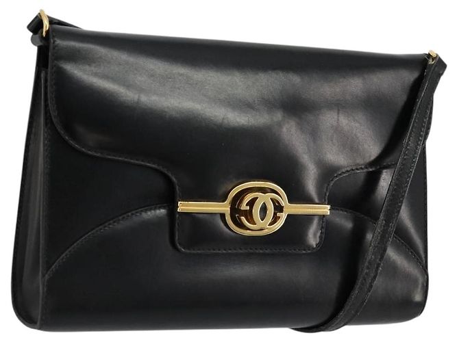 GUCCI Shoulder Bag Leather Black Gold