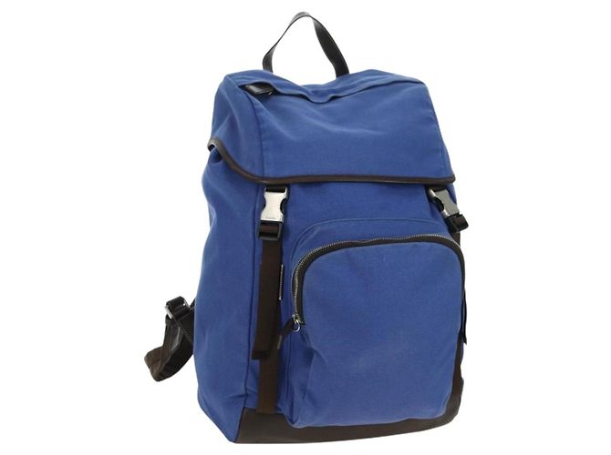 PRADA Rucksack Canvas Blue Silver