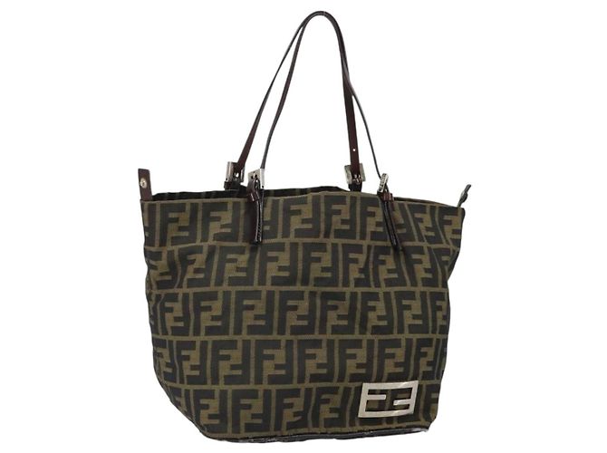 FENDI Zucca Canvas Tote Bag Black Brown